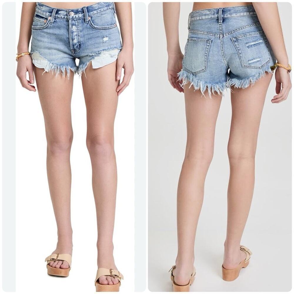 WE THE FREE People Loving Good Vibrations Cut Off Denim Shorts Distressed Sz 31